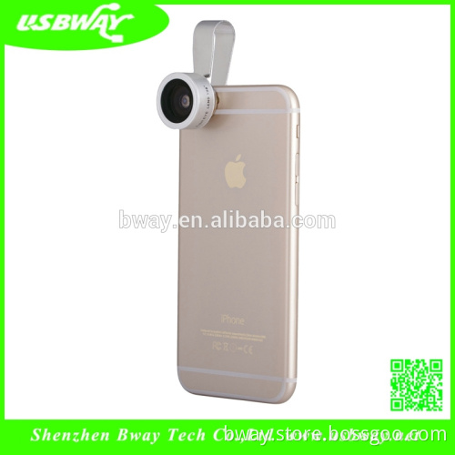 universal clip lens 3 in 1 Lens for mobile phone 180 Degree FishEye + 0.67 x Wide Angle + Marco Lens